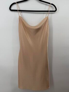 $295 Alice + Olivia Women's Pink Satin Cowl Neck Harmony Slip Dress Size 2